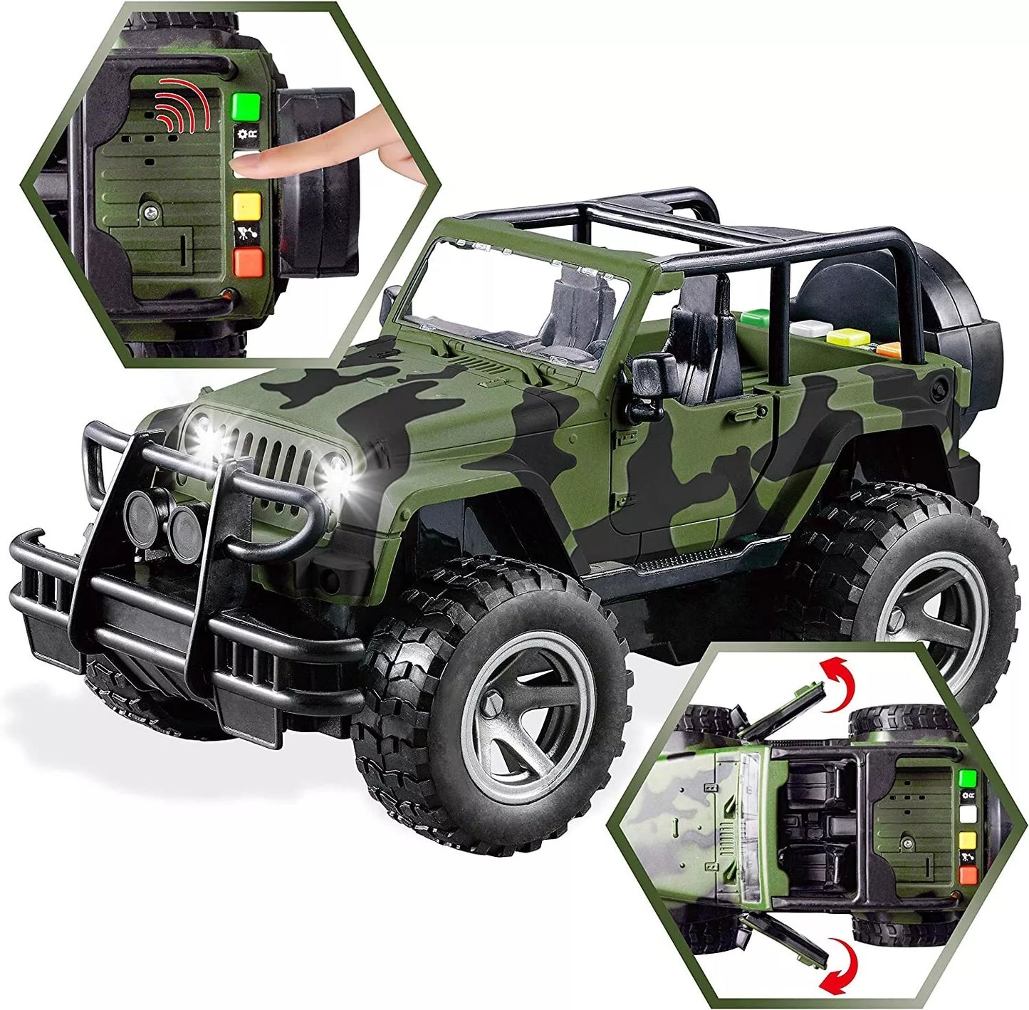 Joyin Military Vehicles Play Set,1 Helicopter,1 Truck,2 Soldiers,1 Dog, Light and Sound